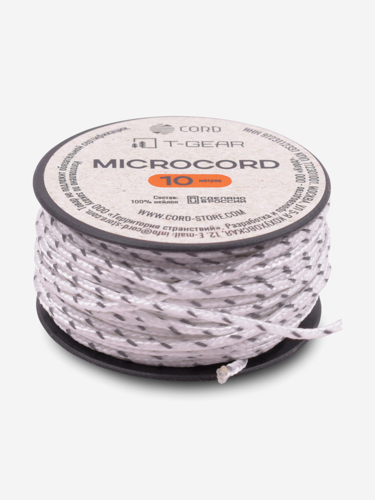 Микрокорд T-Gear x CORD nylon катушка 10м световозвращающий (White)