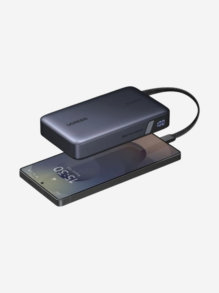 Внешний аккумулятор UGREEN PB550 (85166B) 67W Power Bank 20000mAh USB-C&USB-A со встроенным кабелем (ССС)