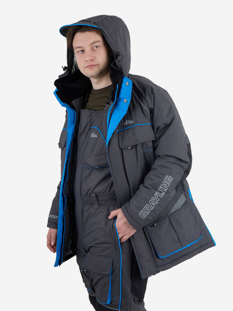 Костюм зимний мужской для рыбалки Камчатка Магма -45, графит/синий