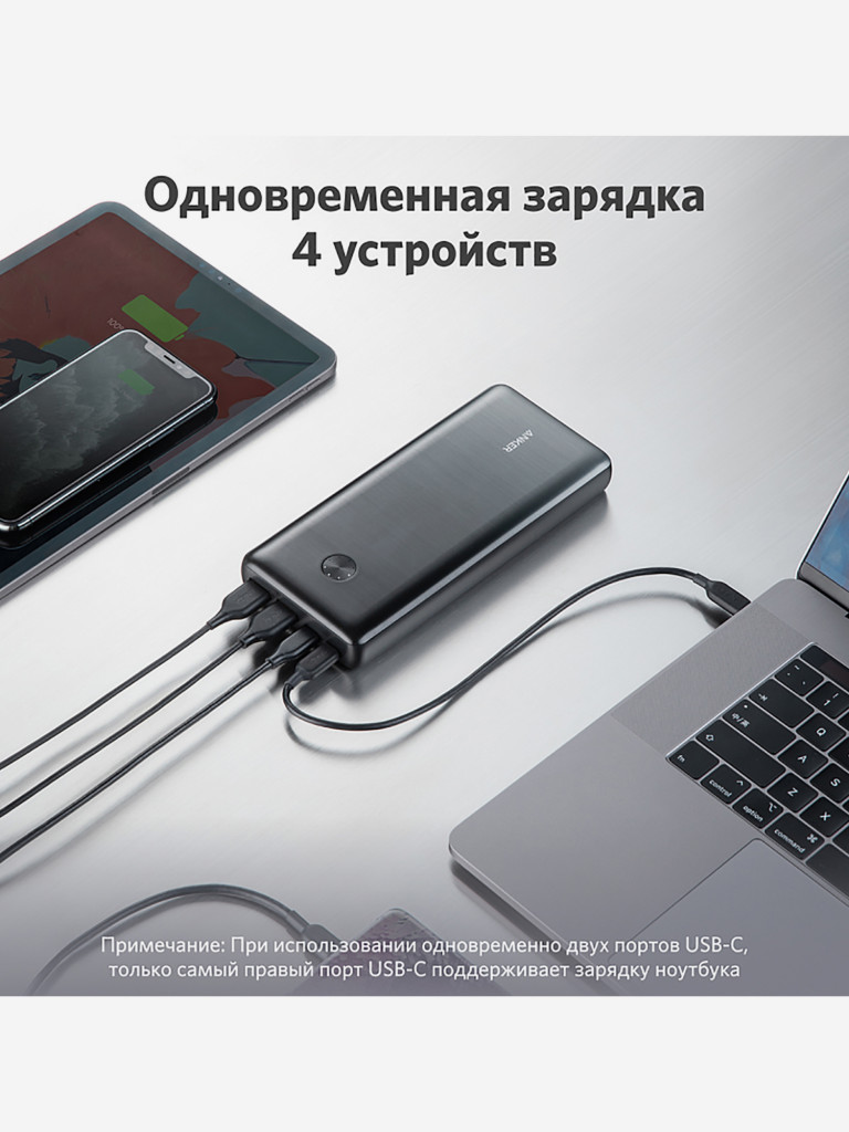 Внешний Аккумулятор ANKER PowerCore III Elite 25600 87W A1291 чёрный