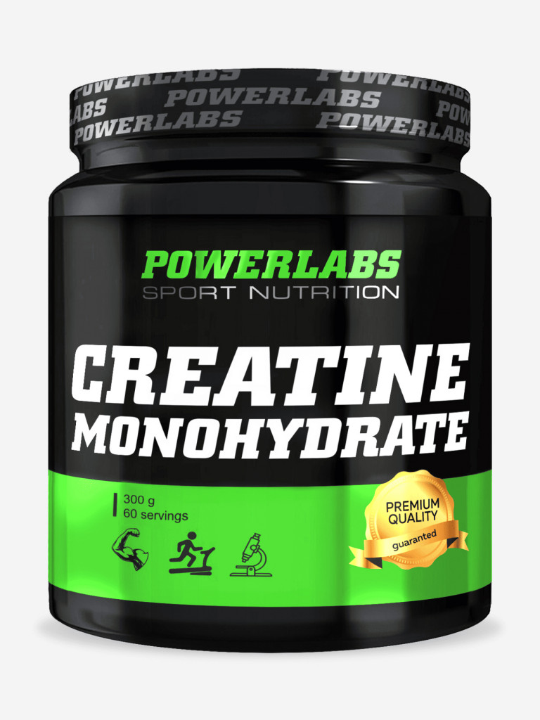 Креатин моногидрат, Powerlabs, 300 г, без вкуса