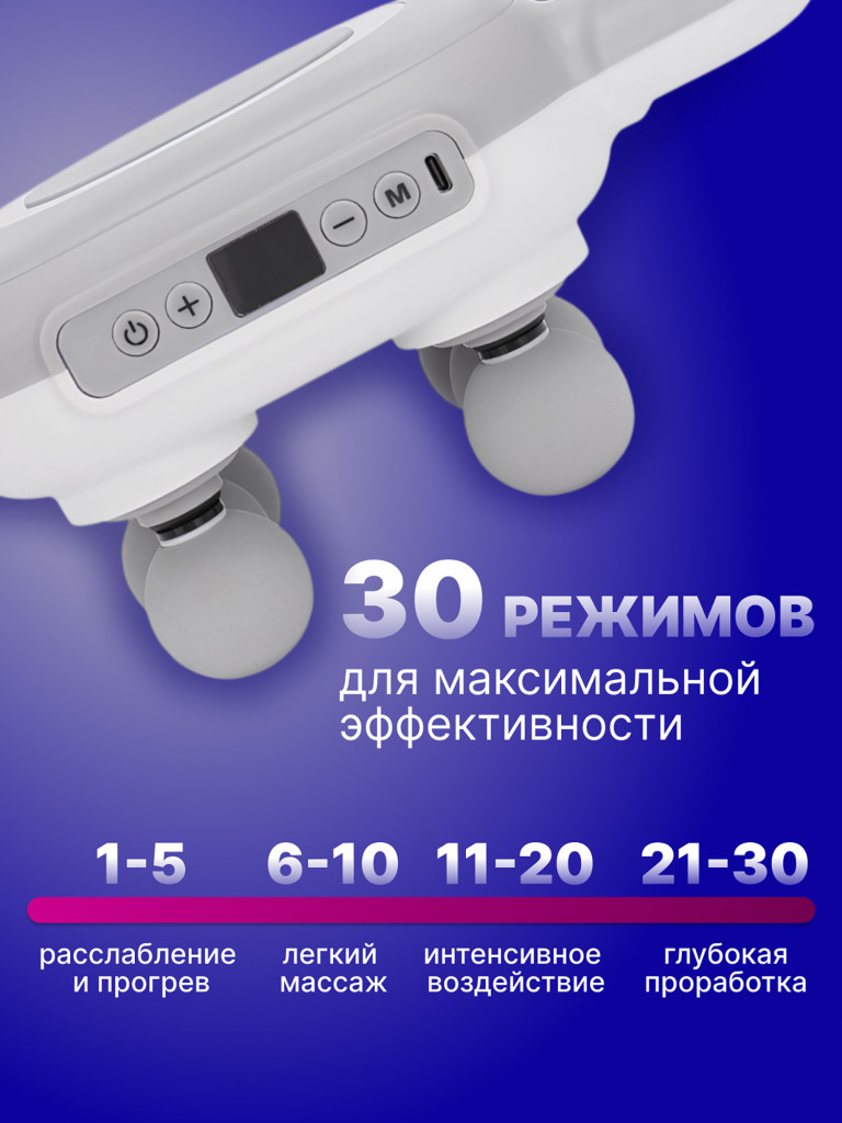 Перкуссионный массажер для спины и тела универсальный Smartwave 500, беспроводной, антицеллюлитный / Подарок для мамы