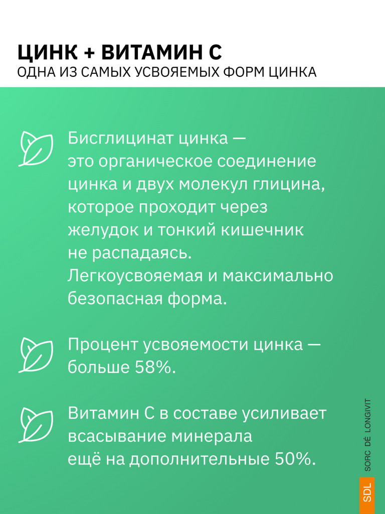 Цинк + Витамин С SDL, 60 капсул