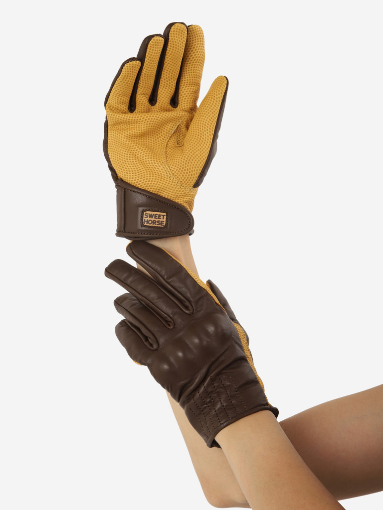 Кожаные перчатки женские Sweet Horse для верховой езды с защитой костяшек