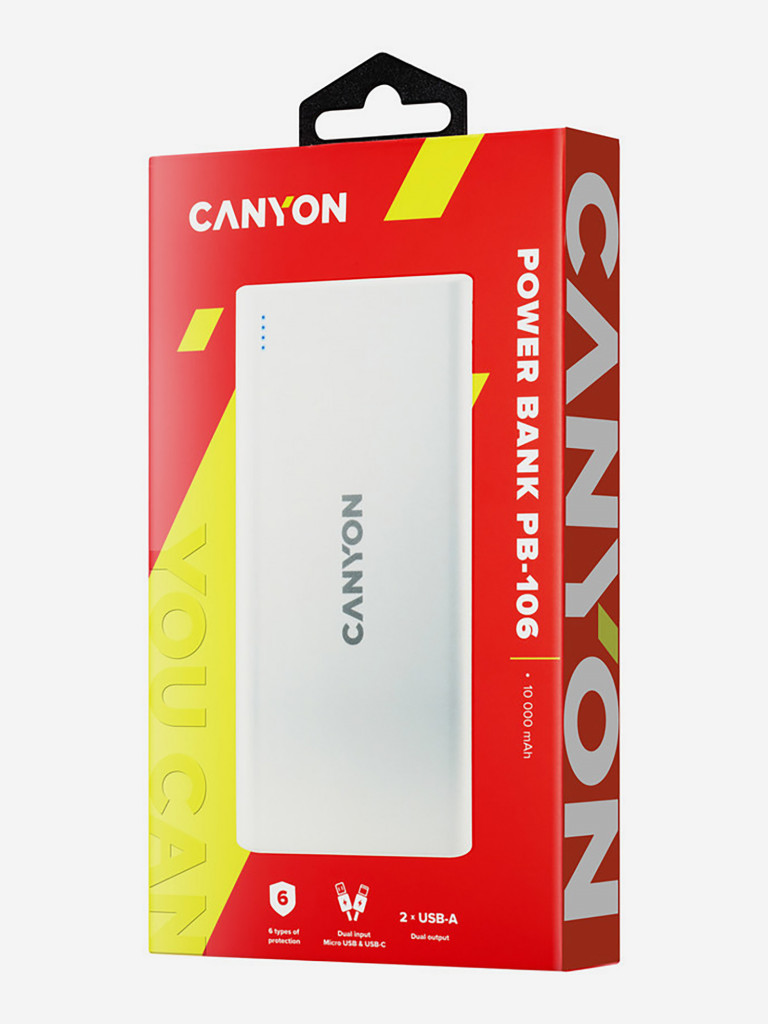 Портативный аккумулятор CANYON CNE-CPB1006 10000 мАч.