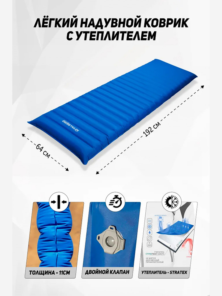Коврик надувной с утеплителемAIR WARM MAT TALBERG, 192х64х11, синий