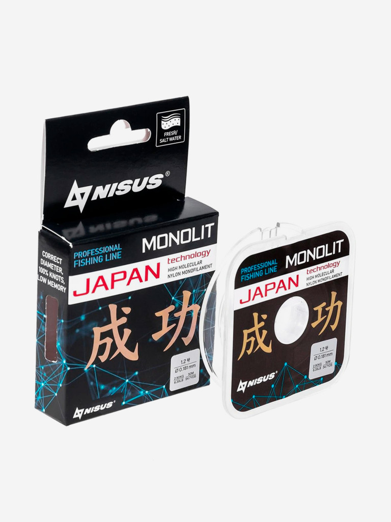 Монофильная леска Nisus MONOLIT Nylon Transparent 0,128mm (N-MO-0.128-50) 10 штук по 50 м