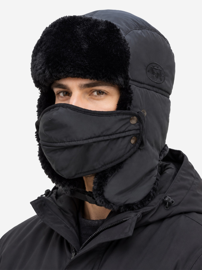 Шапка Alaskan Dog Salmon с мехом и маской черная (AWC1605B) для рыбалки и охоты