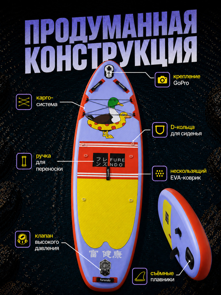 Sup-доска Furendo Duck 11', 335х89х15 см