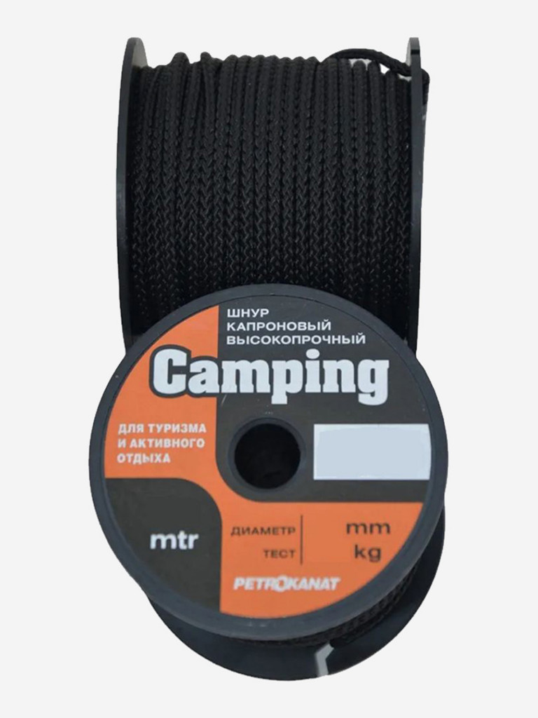 Шнур плетеный Петроканат CAMPING 3,0 мм, 200 кг, 25 м, черный, катушка