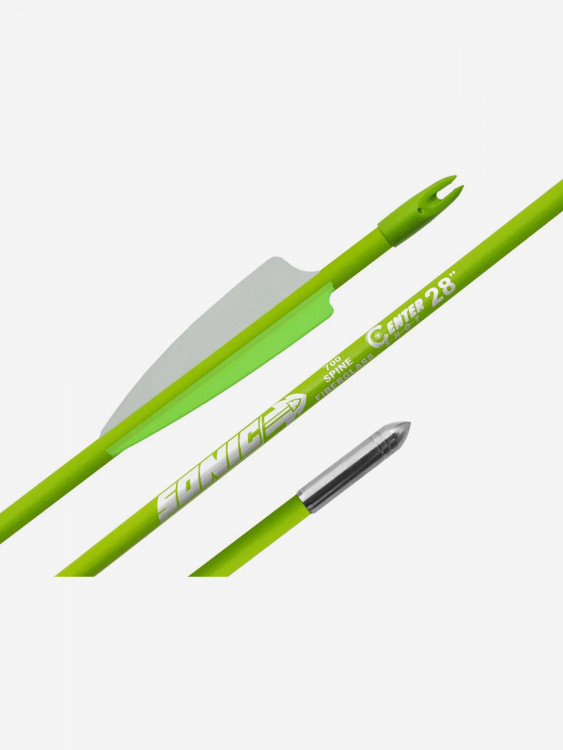 Стрела лучная фибергласс Centershot Sonic 28" оперение Parabolic 3" зеленая