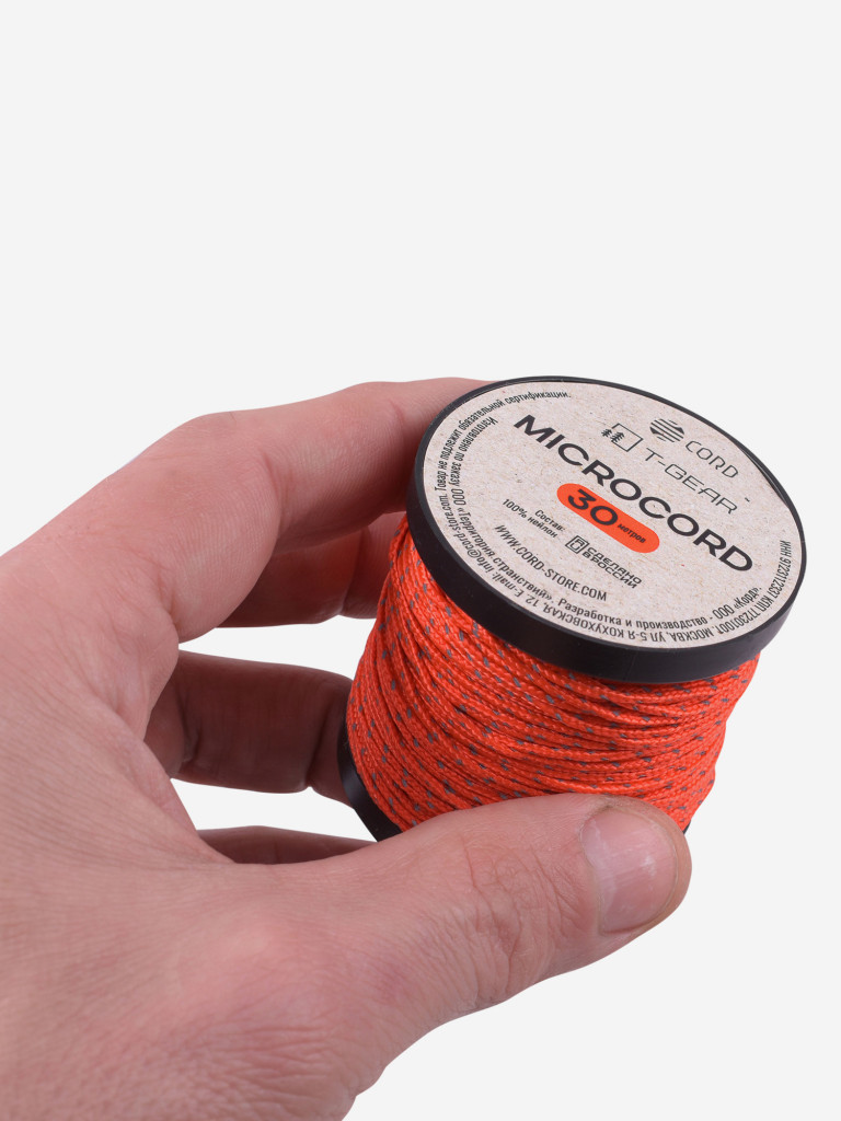 Микрокорд T-Gear x CORD nylon катушка 30м световозвращающий (Neon Orange)