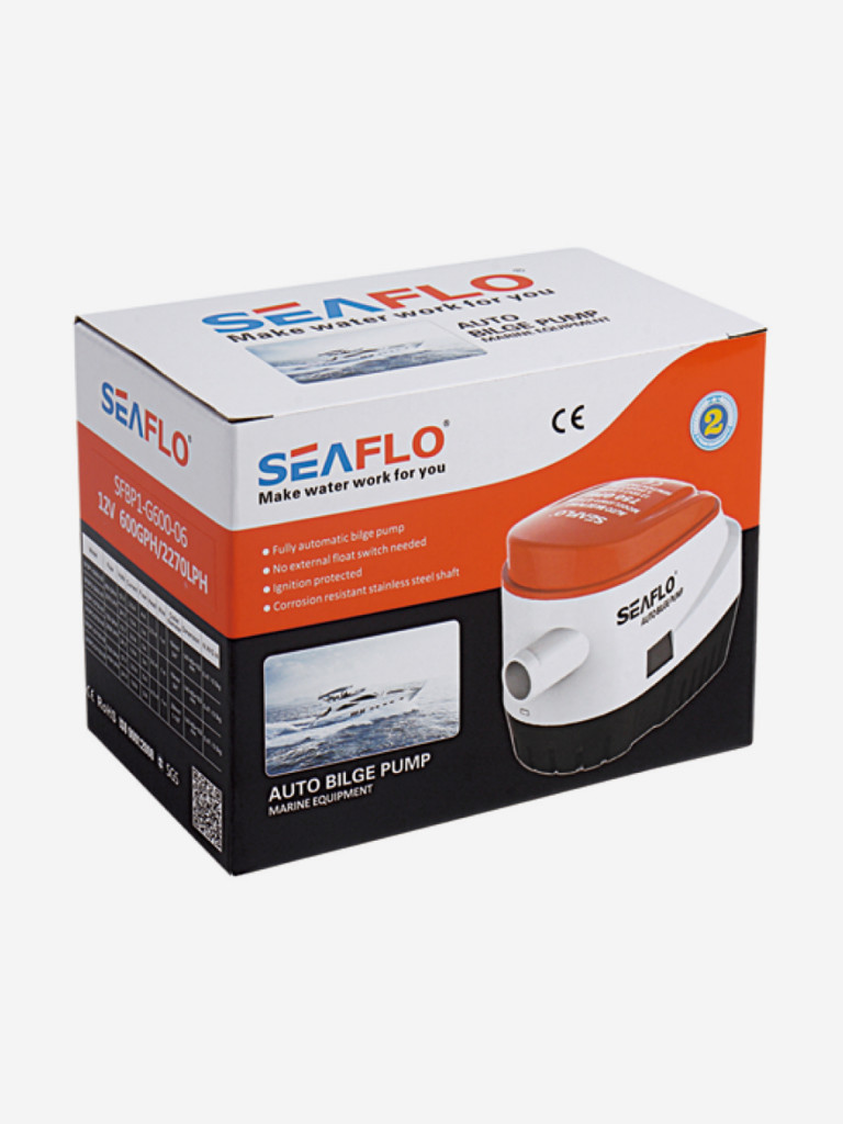 Помпа водооткачивающая автоматическая SeaFlo 24V, 1100 галлон/час, трюмная, патрубок 29 мм