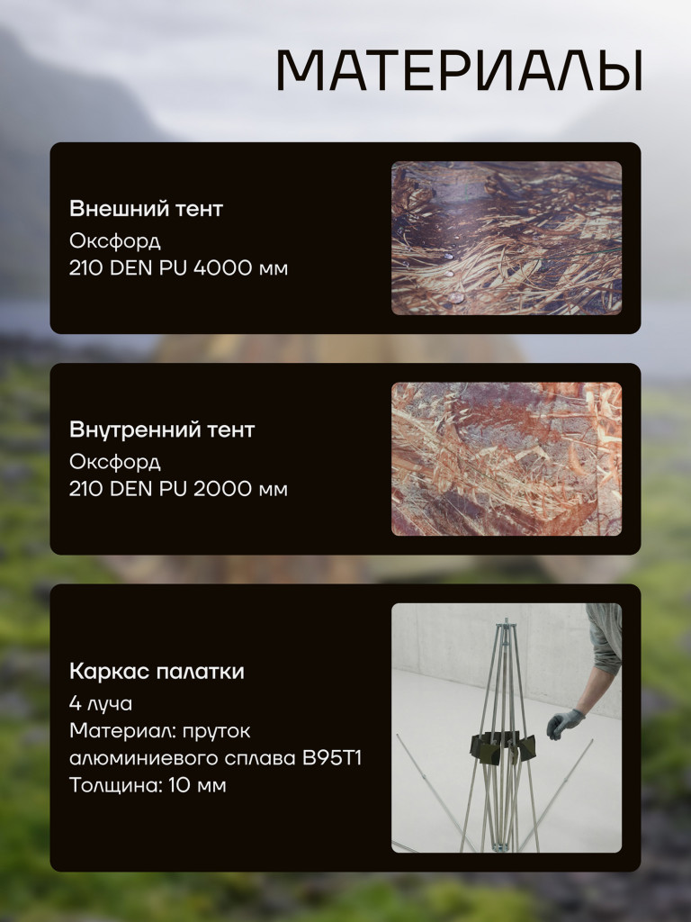 Палатка всесезонная МФП-2 Берег, Камыш, двухслойная, в чехле