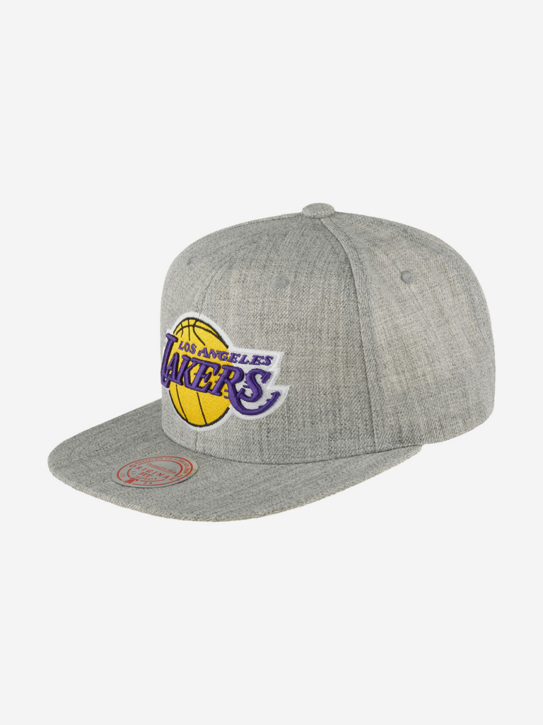 Бейсболка с прямым козырьком MITCHELL NESS HHSS3272-LALYYPPPGYHT Los Angeles Lakers NBA (серый)