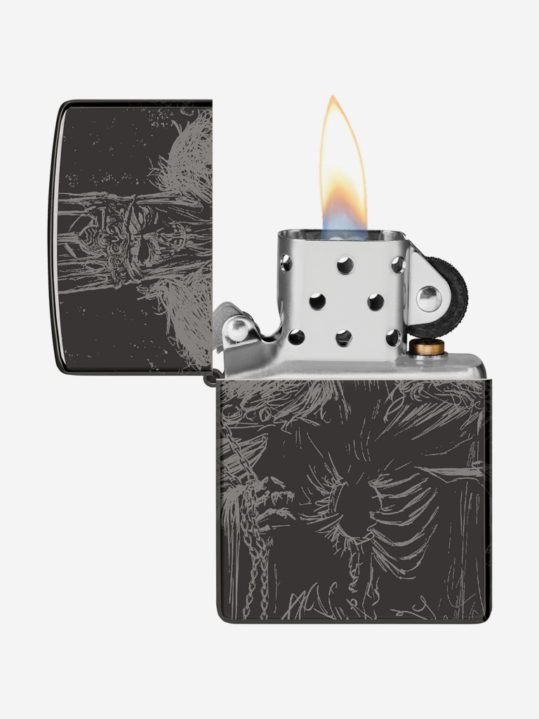 Зажигалка бензиновая ветроустойчивая Zippo Skull King High Polish Black