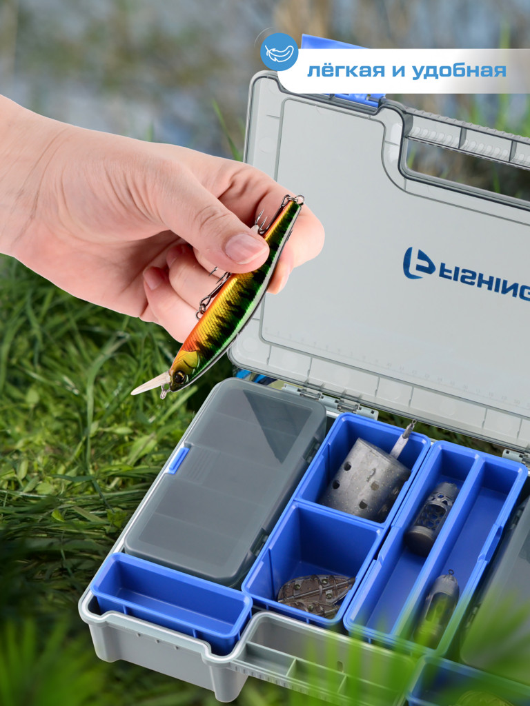 Коробка фидерная F-FISHING 351x250x80мм с лотками