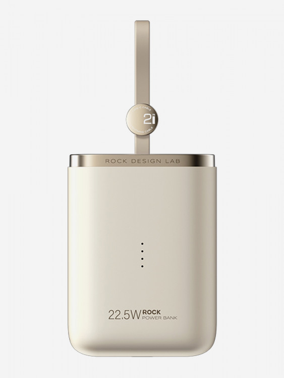 Внешний аккумулятор с быстрой зарядкой и встроенным кабелем 2 в 1 USB-C + LightningRock PowerSack Fast Charging with Cable бежевый