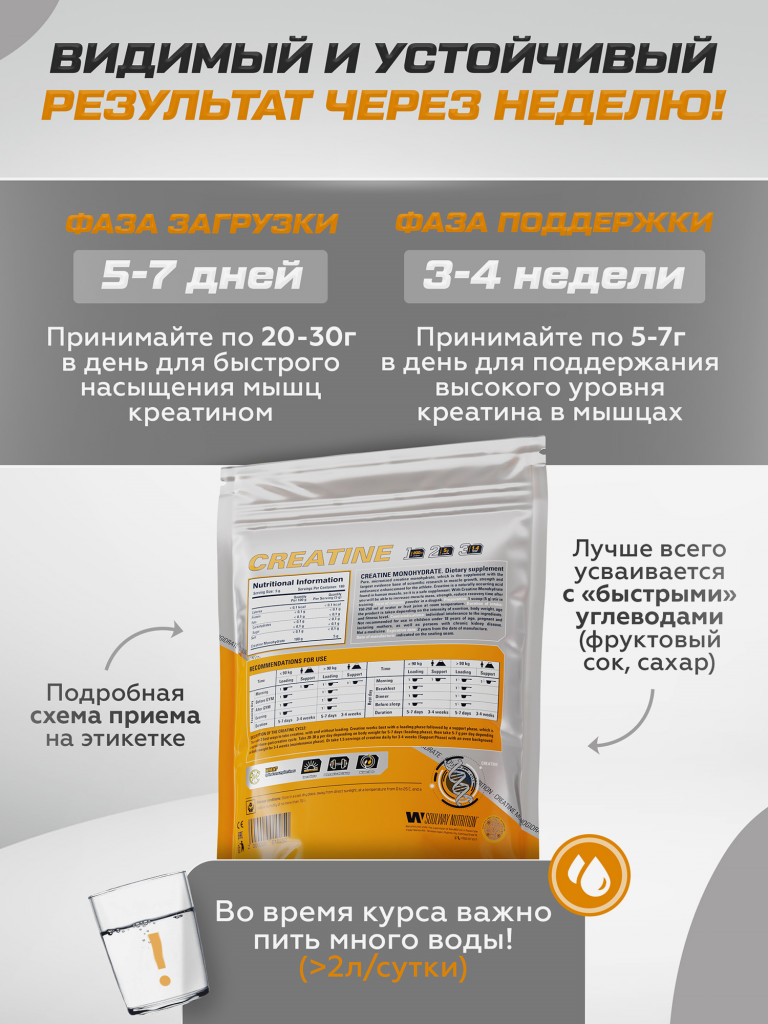 Креатин моногидрат порошок Soul Way 900 гр 180 порций