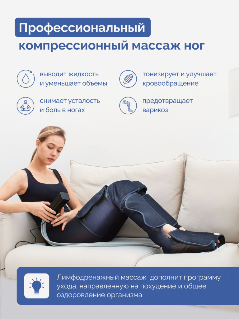 Лимфодренажный массажер для ног, GESS EMMY, воздушно-компрессионный массажер для ног электрический, аппарат прессотерапии, массажные штаны