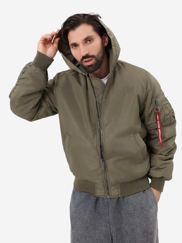 Бомбер утепленный мужской MA-1 Hooded Logo Oxford Alpha Industries