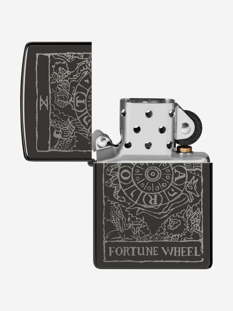 Зажигалка бензиновая ветроустойчивая Zippo Wheel Of Fortune High Polish Black