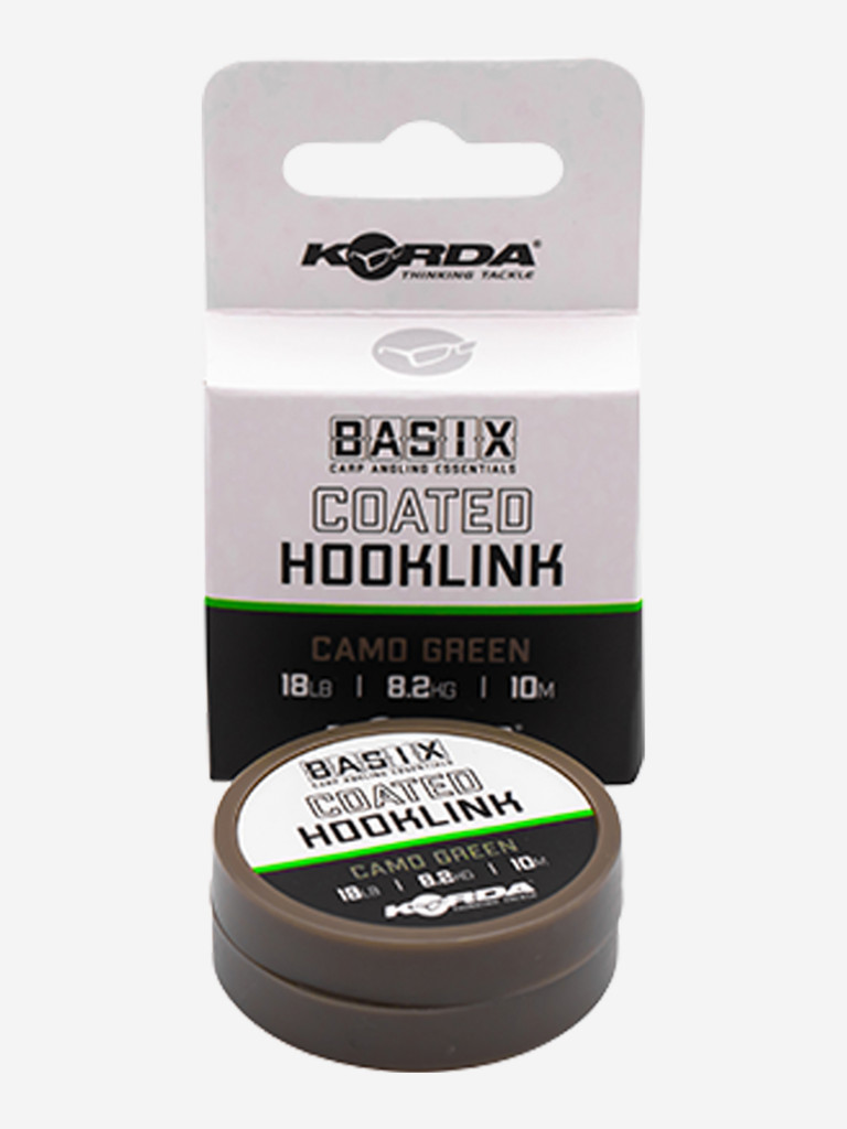 Поводковый материал KORDA Basix Coated Hooklink 18lb 10м Camo green