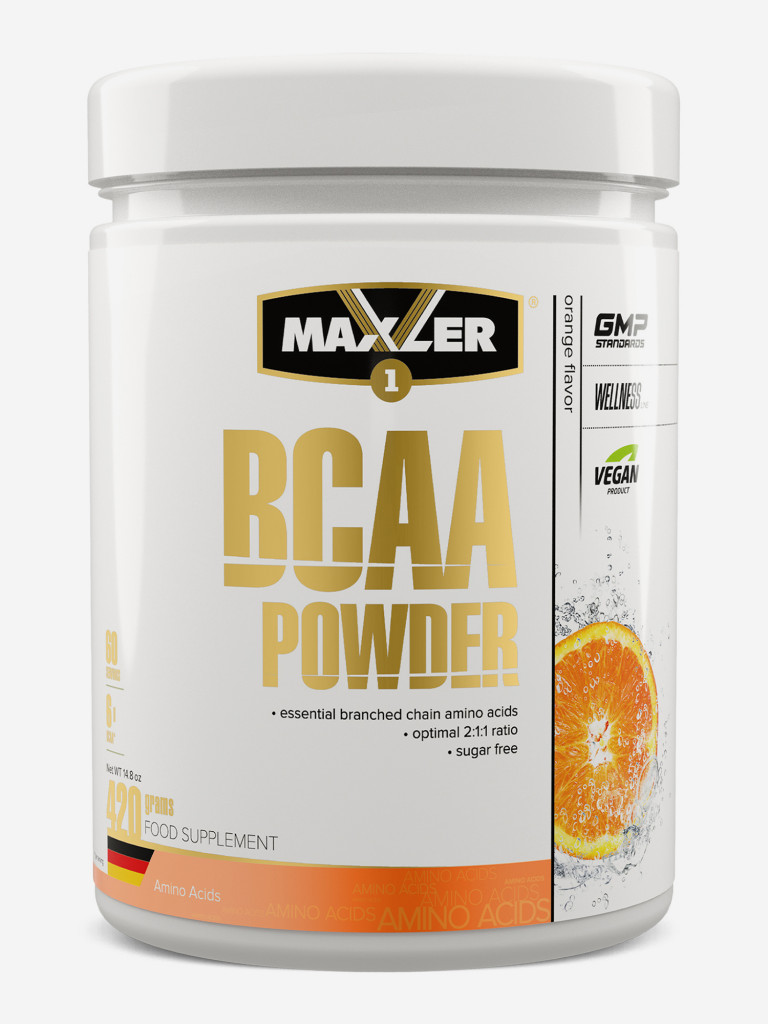 Аминокислоты Maxler BCAA Powder EU 420 гр. Восстановление и набор массы. Апельсин
