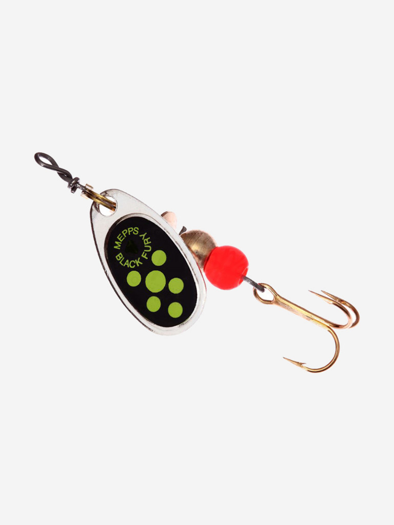 Блесна для рыбалки вертушка Mepps BLACK FURY 0, SILVER/Chartreuse, 1 штука