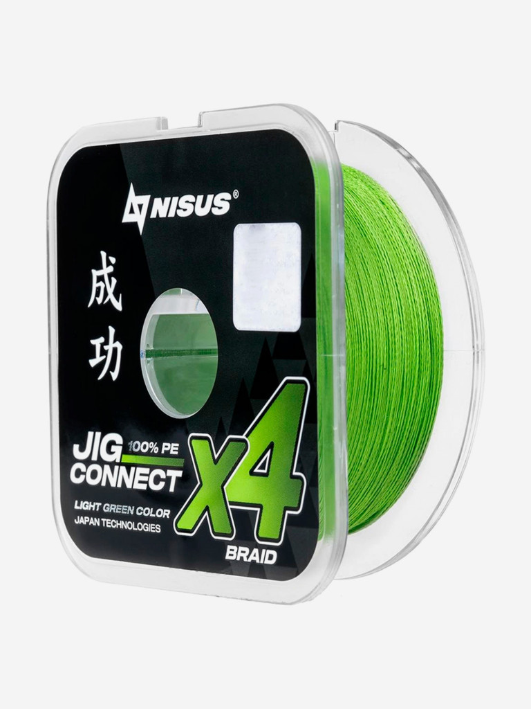 Шнур плетеный для рыбалки NISUS JIG CONNECT X4 PE, 150м, 0,12мм, 4,4кг, светло-зеленый
