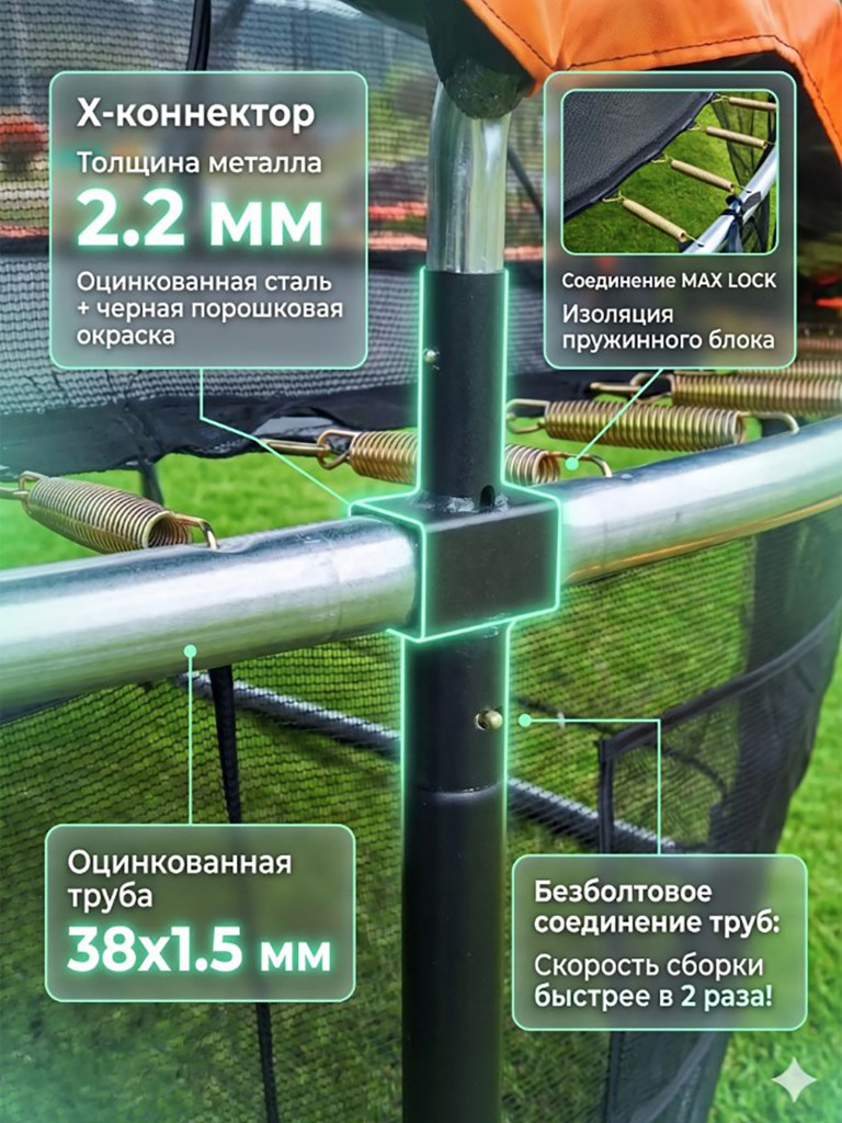 Каркасный батут Jump Power 10 ft Pro Inside Basket Green