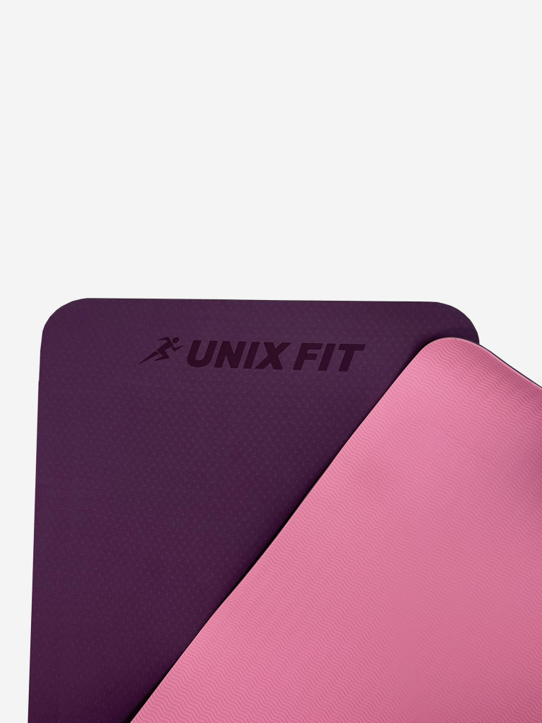 Коврик для йоги и фитнеса UNIX Fit двусторонний, 180 х 61 х 0,6 см, двуцветный, фиолетовый