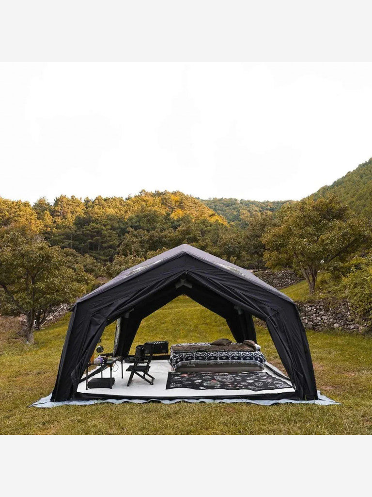 Надувная палатка Coody HUB Black, 360×360×275 см, 4–6 человек, 4 входа, модульная система