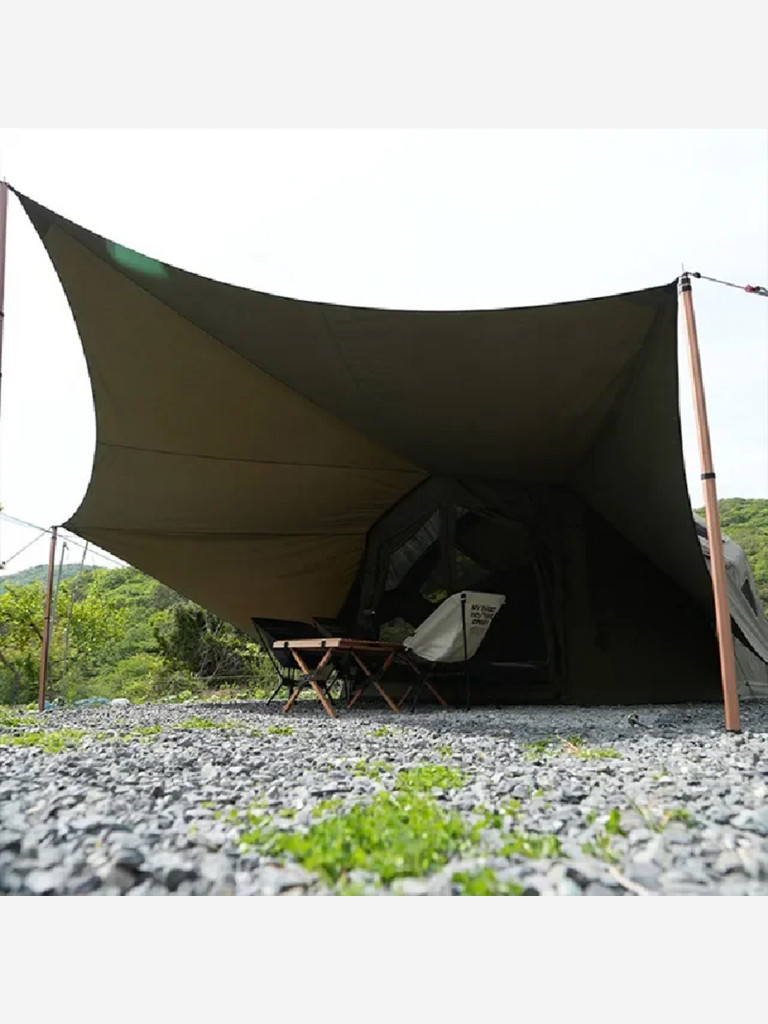 Надувная палатка Coody BESTONA Army Green, 380×380×275 см, 2–4 человека, 2 входа, навес