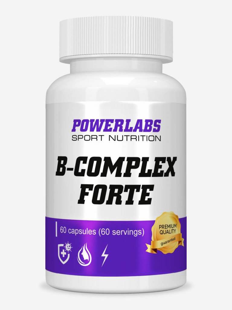 Витамины для иммунитета, Powerlabs, Комплекс витаминов группы B, 60 капсул