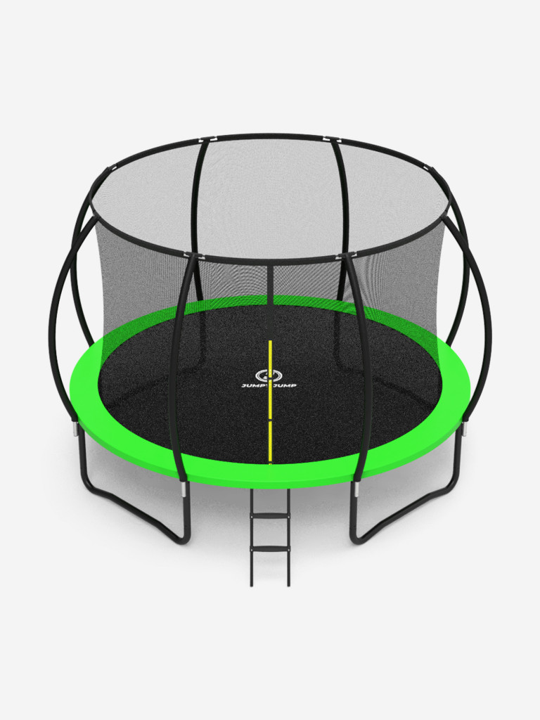 Батут детский каркасный JUMPY JUMP с защитной сеткой диаметр 366 см зеленый с баскетбольным кольцом