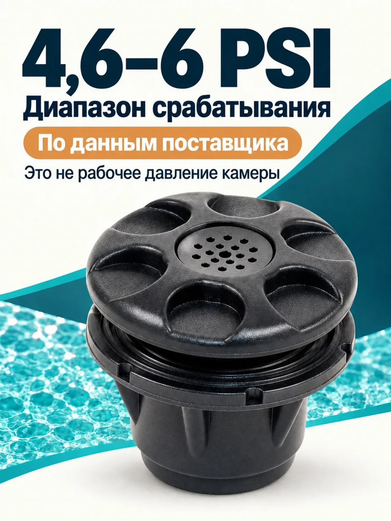 Клапан сброса давления Mariva для лодки ПВХ, предохранительный, 4.6-6 PSI, черный