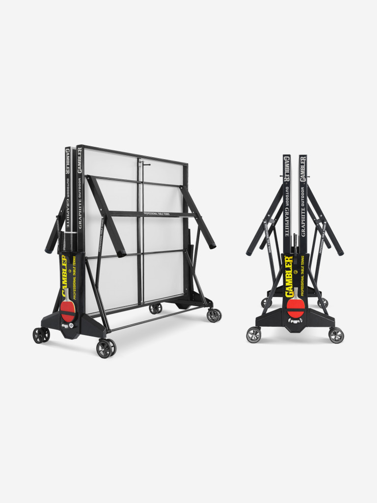 Стол теннисный Gambler GRAPHITE 6 Всепогодный, для улицы, складной, с колесами и сеткой