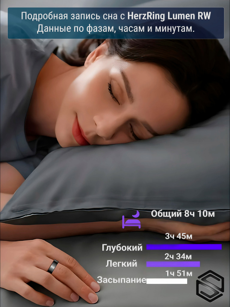Умное кольцо HerzRing с Уведомлениями Lumen RW (Золото Узор 12)