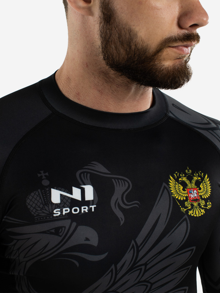 Рашгард компрессионный мужской Russian Team Black N1Sport