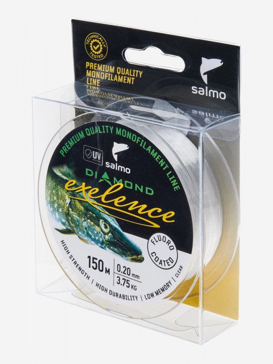 Леска флюорокарбон для летней рыбалки Salmo Diamond EXELENCE FLUORO COATED Clear монофильная длина 150 м, диаметр 0,20 мм