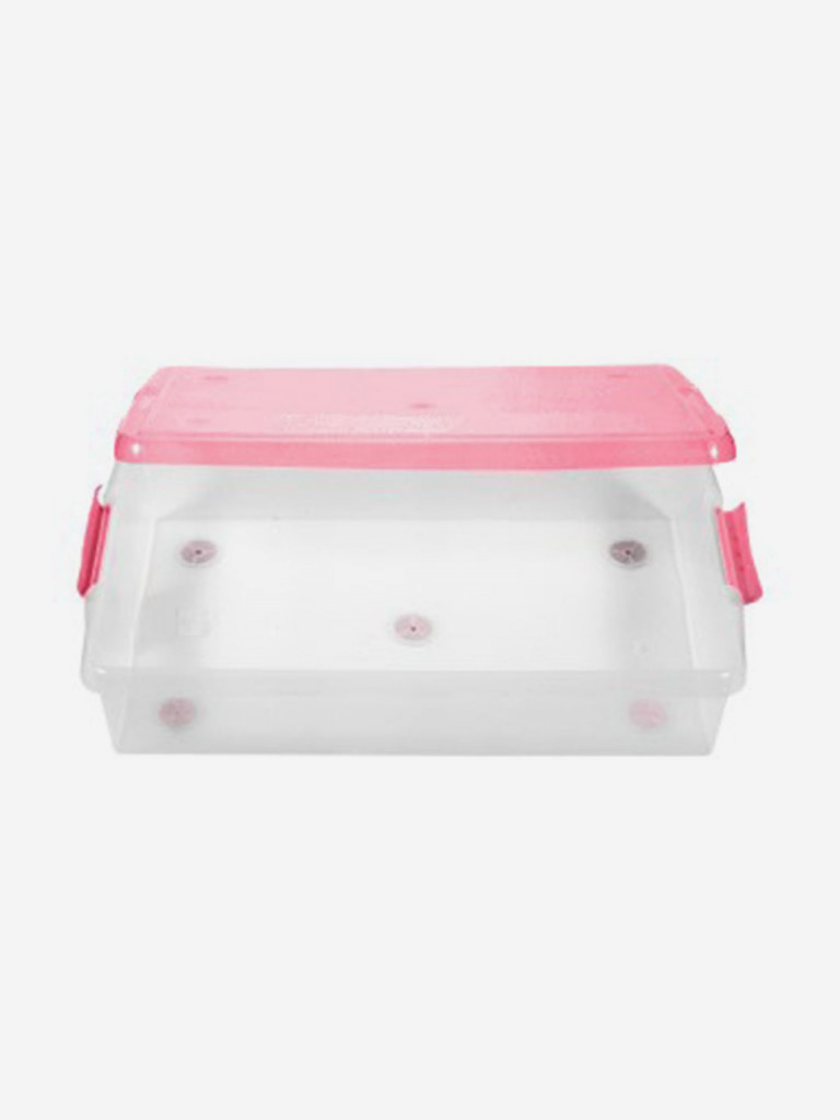 Короб для xранения IRIS OHYAMA THIN BOX 85л, прозрачный-розовый