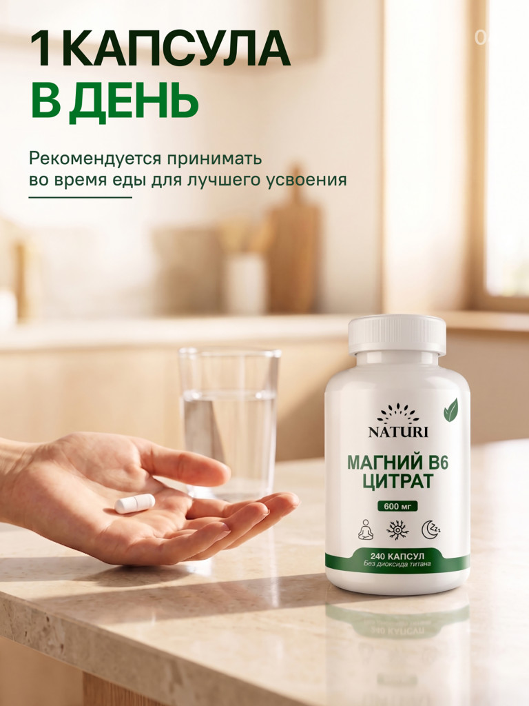 Magnesium Citrate B6 NATURI, 240 капсул
