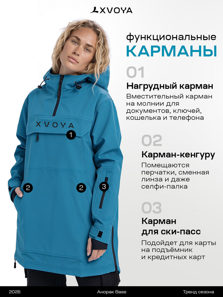 Анорак базовый лазурь унисекс XVOYA