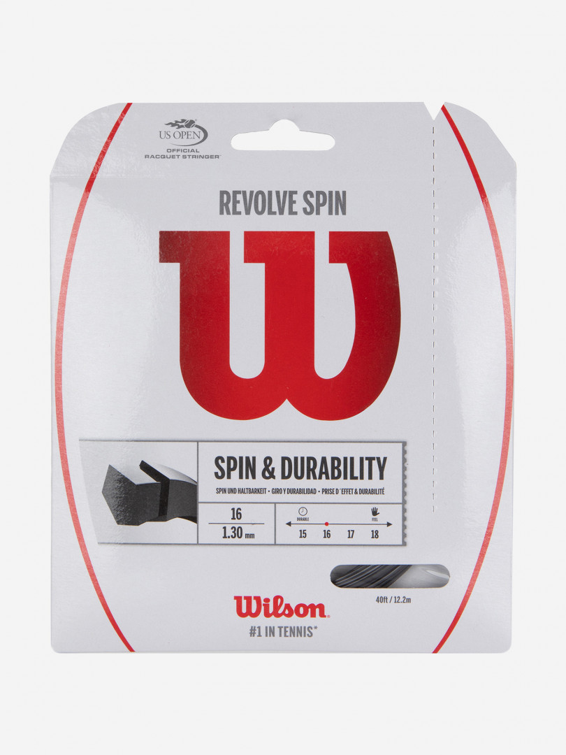 Струна для большого тенниса Wilson REVOLVE SPIN 16 SET BK 22642520299 Черный, размер Без размера