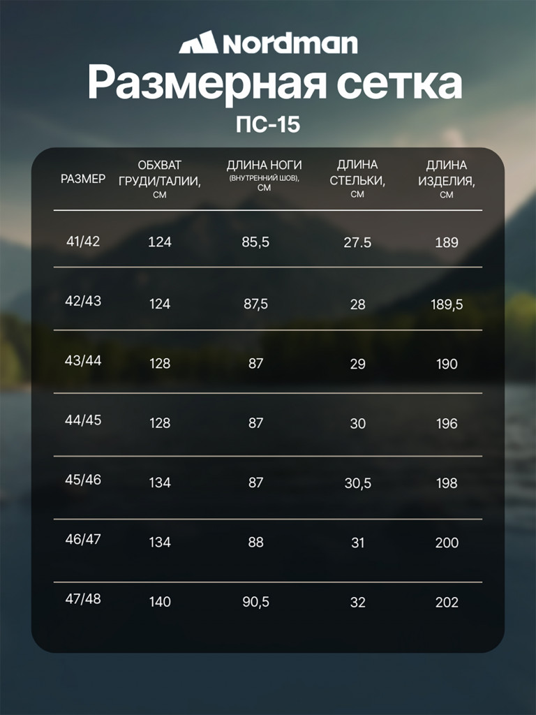 Вейдерсы мужские Nordman 15 с сапогом