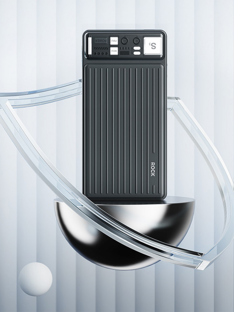 Внешний аккумулятор ROCK P96 12W Travel Series Power Bank With Cable 10000mAh темно серый