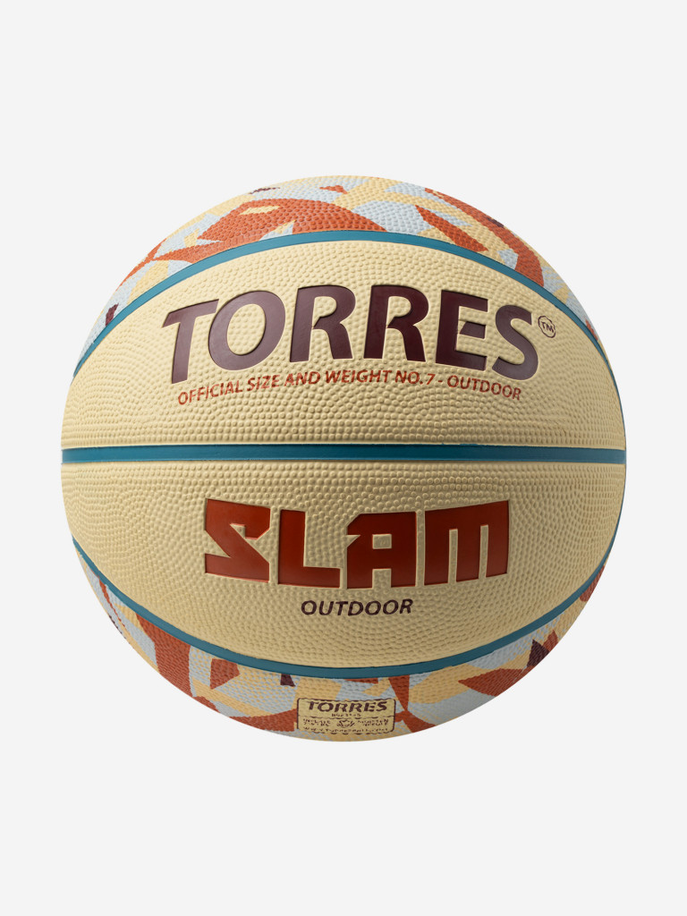 Мяч баскетбольный TORRES Slam, B023147, р.7, резина, нейлон. корд, бут. кам, бежево-коричневый