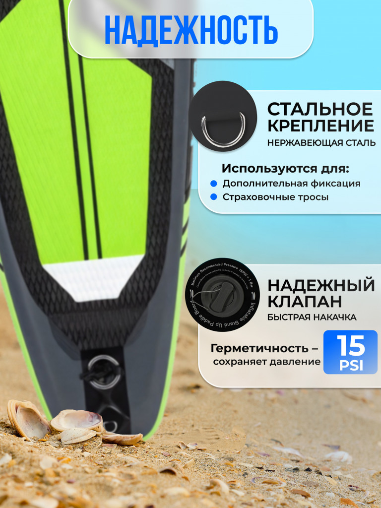 Доска для САП-серфинга Nonstopika Action T01, цвет зеленый (туринговый)