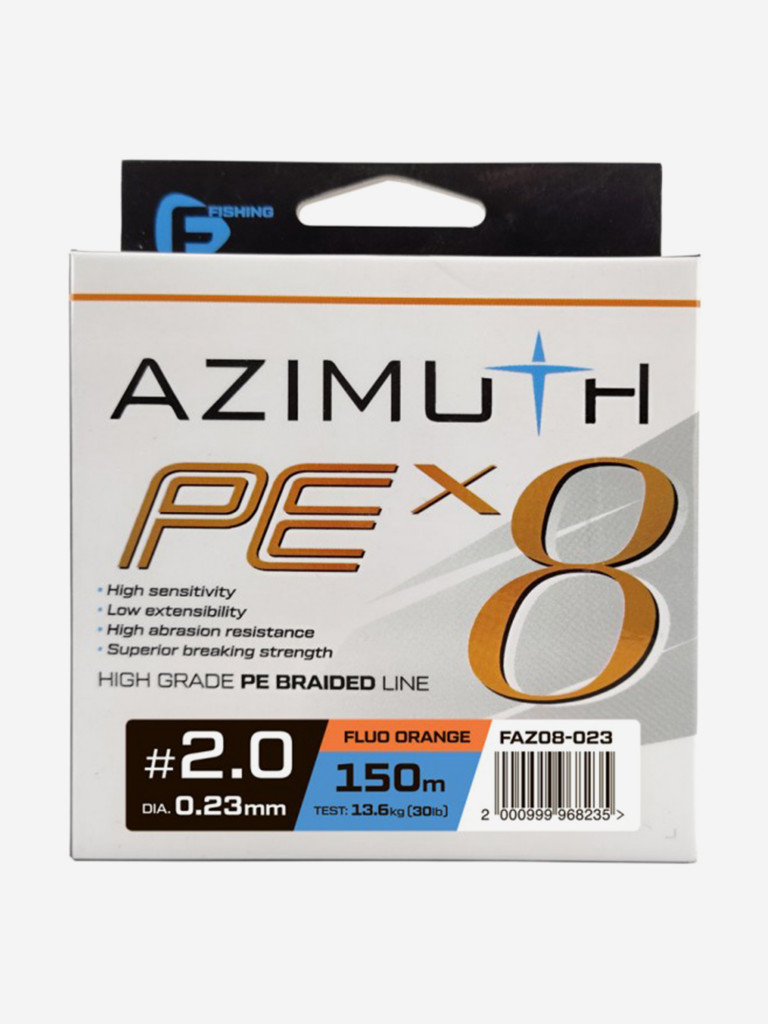 Шнур F-FISHING Azimuth PE X8 150м Orange 0,23мм 13,6кг/30lb